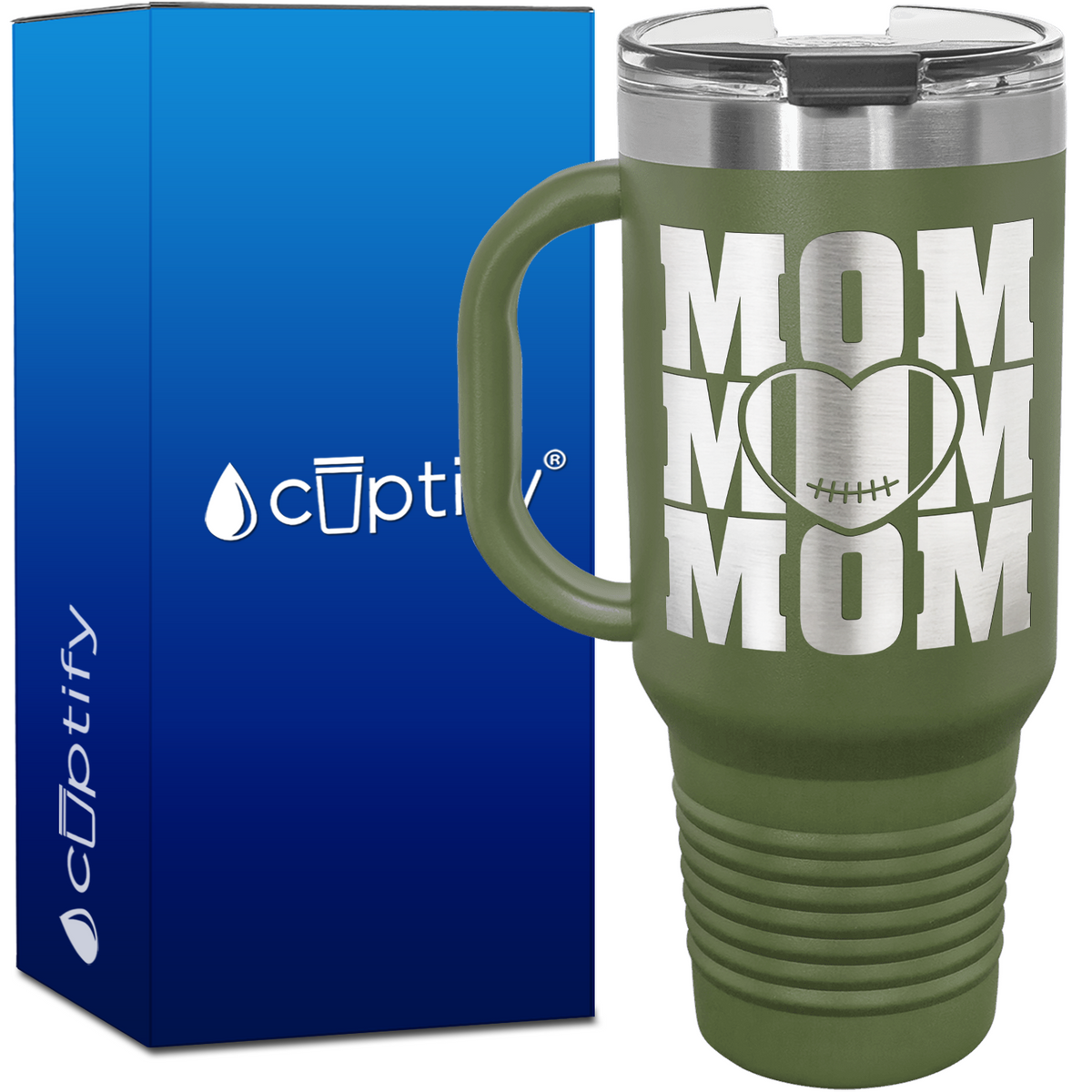 Mom Mom Mom Football 40oz Football Travel Mug