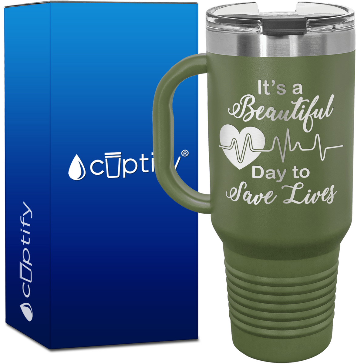 It's a Beautiful Day to Save Lives 40oz Nurse Travel Mug