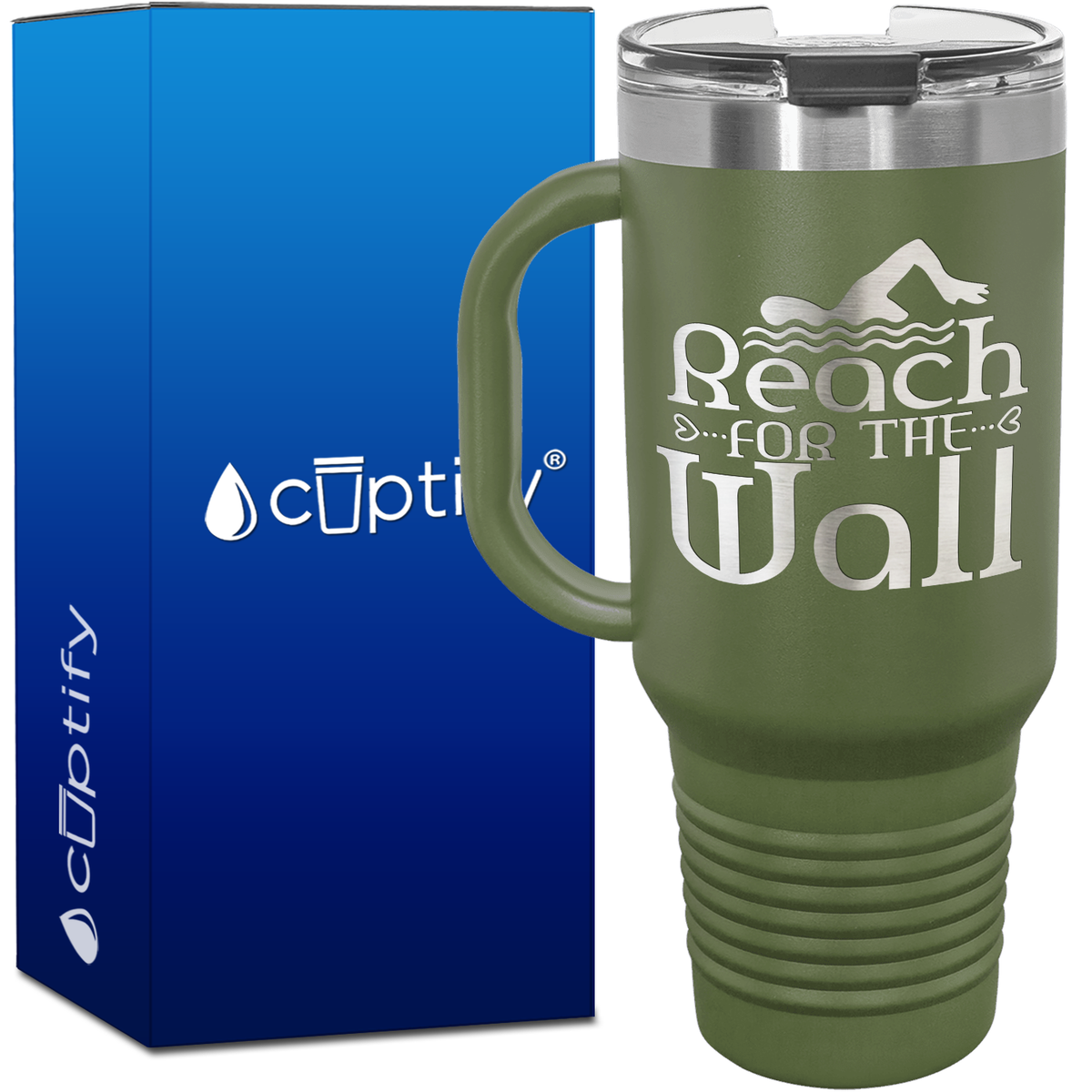Reach for the Wall with Swimmer 40oz Swimming Travel Mug