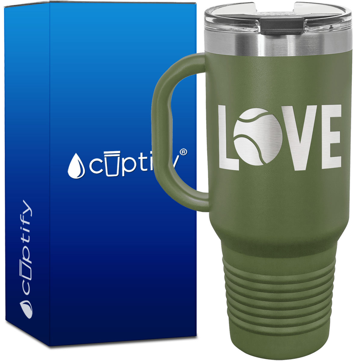 Tennis Love with Ball 40oz Tennis Travel Mug