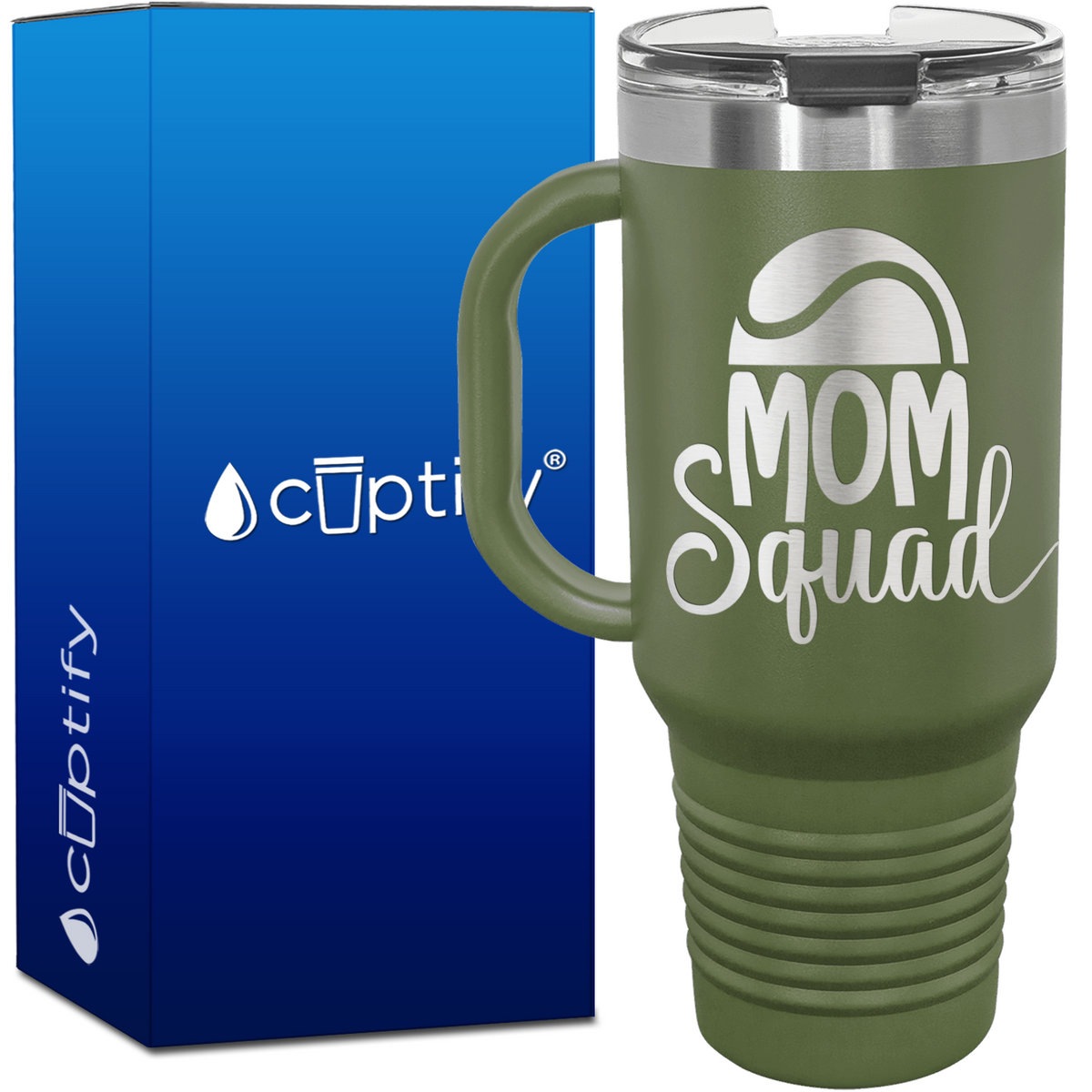 Mom Squad Tennis with Half Ball 40oz Tennis Travel Mug