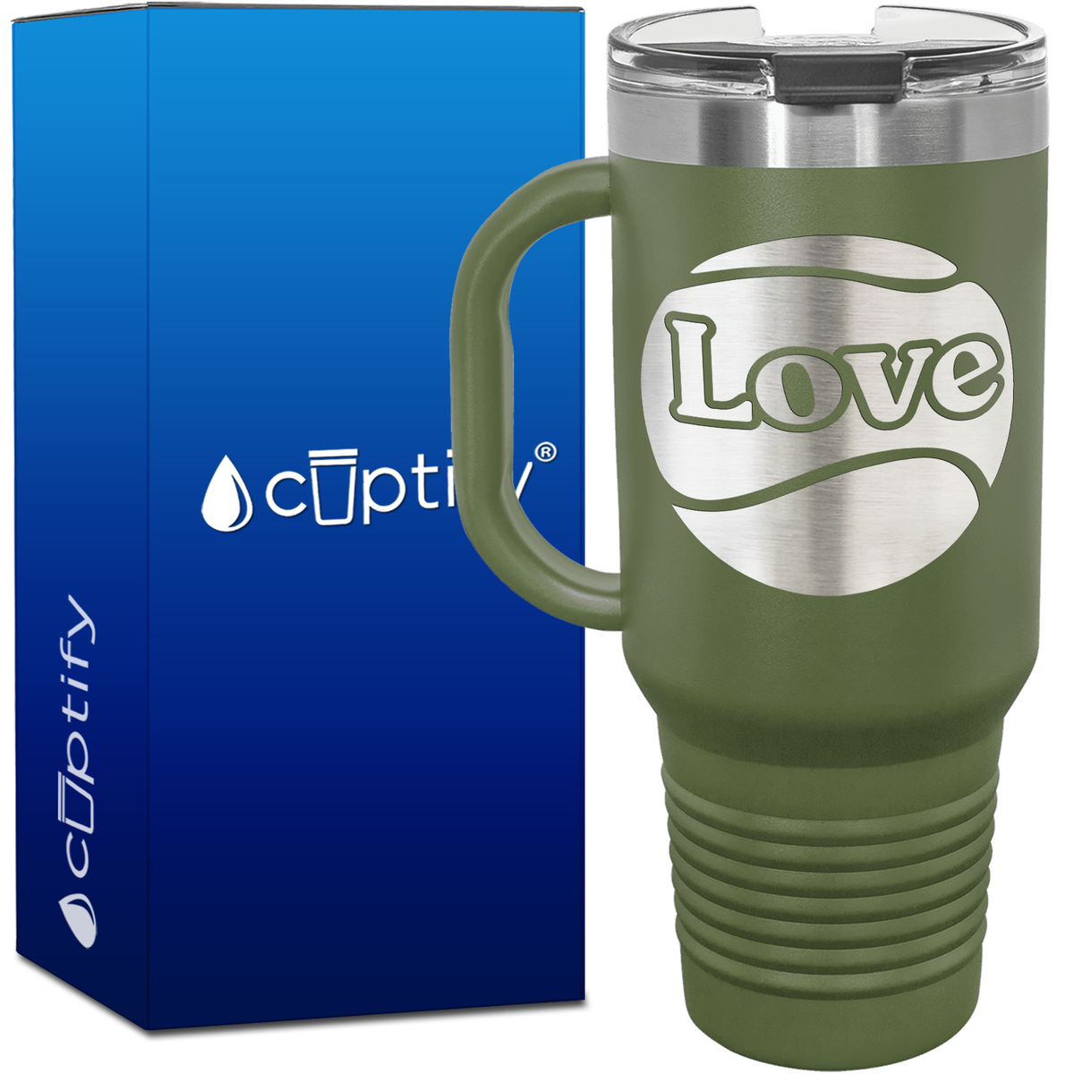 Love Tennis Ball Silhouette 40oz Tennis Travel Mug