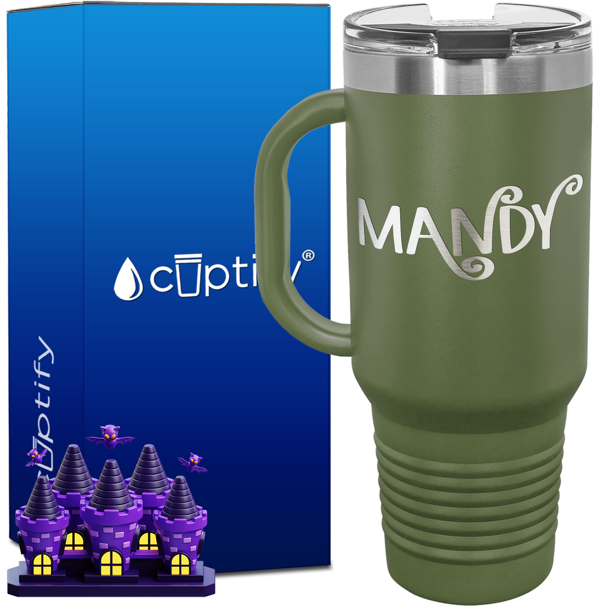 Personalized Curly Spooky Font Style 40oz Halloween Travel Mug