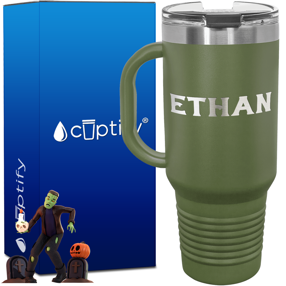 Personalized Grim Font Style 40oz Halloween Travel Mug