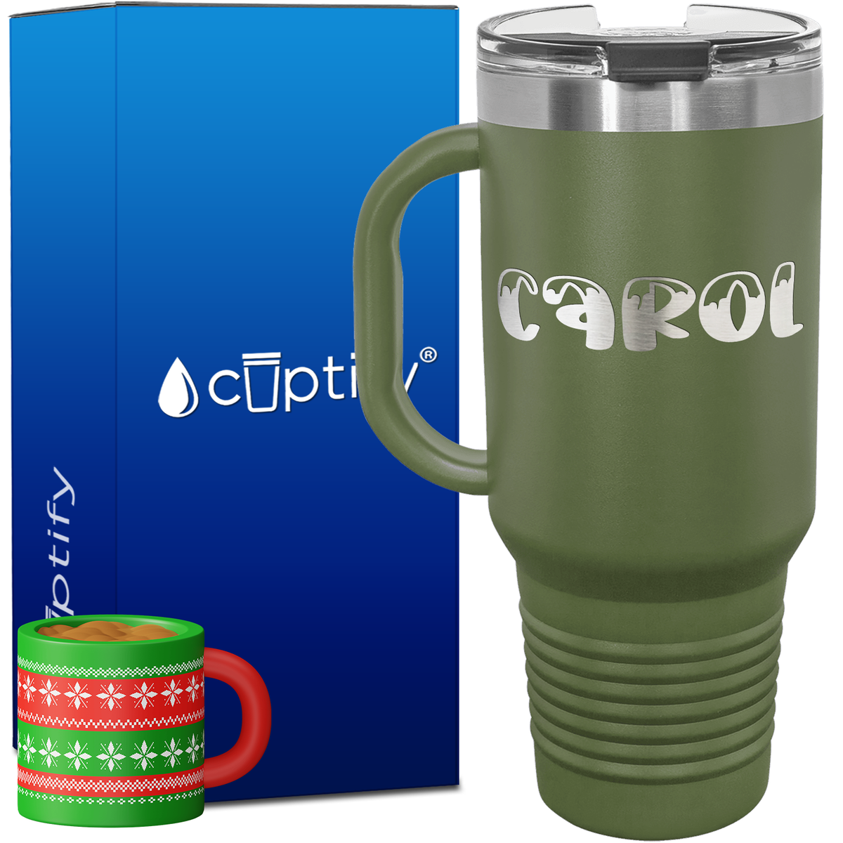 Personalized Frosty Font Style 40oz Christmas Travel Mug