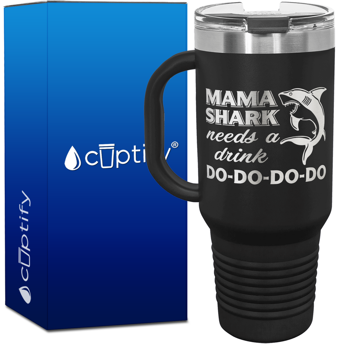 Mama Shark Needs a Drink 40oz Mom Travel Mug