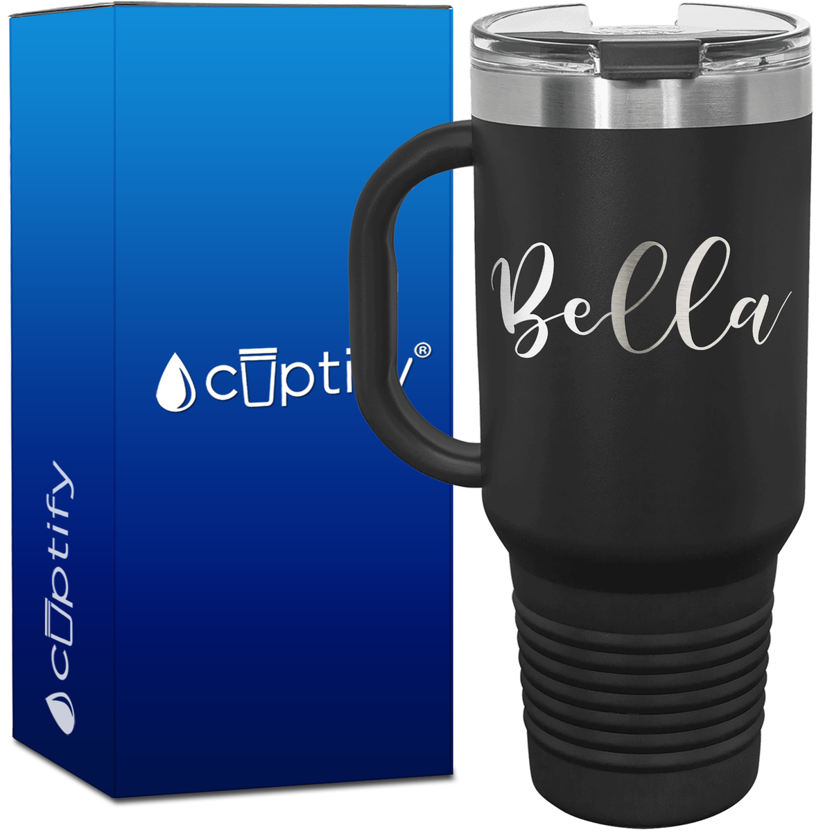 Personalized Bella Font Style 40oz Personalized Travel Mug