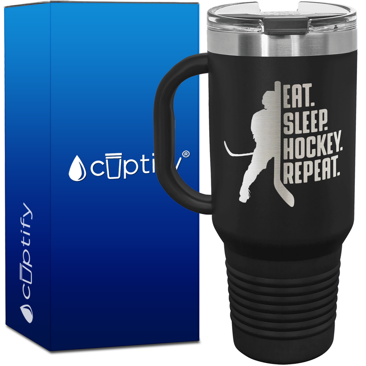 Eat. Sleep. Hockey. Repeat. 40oz Travel Mug