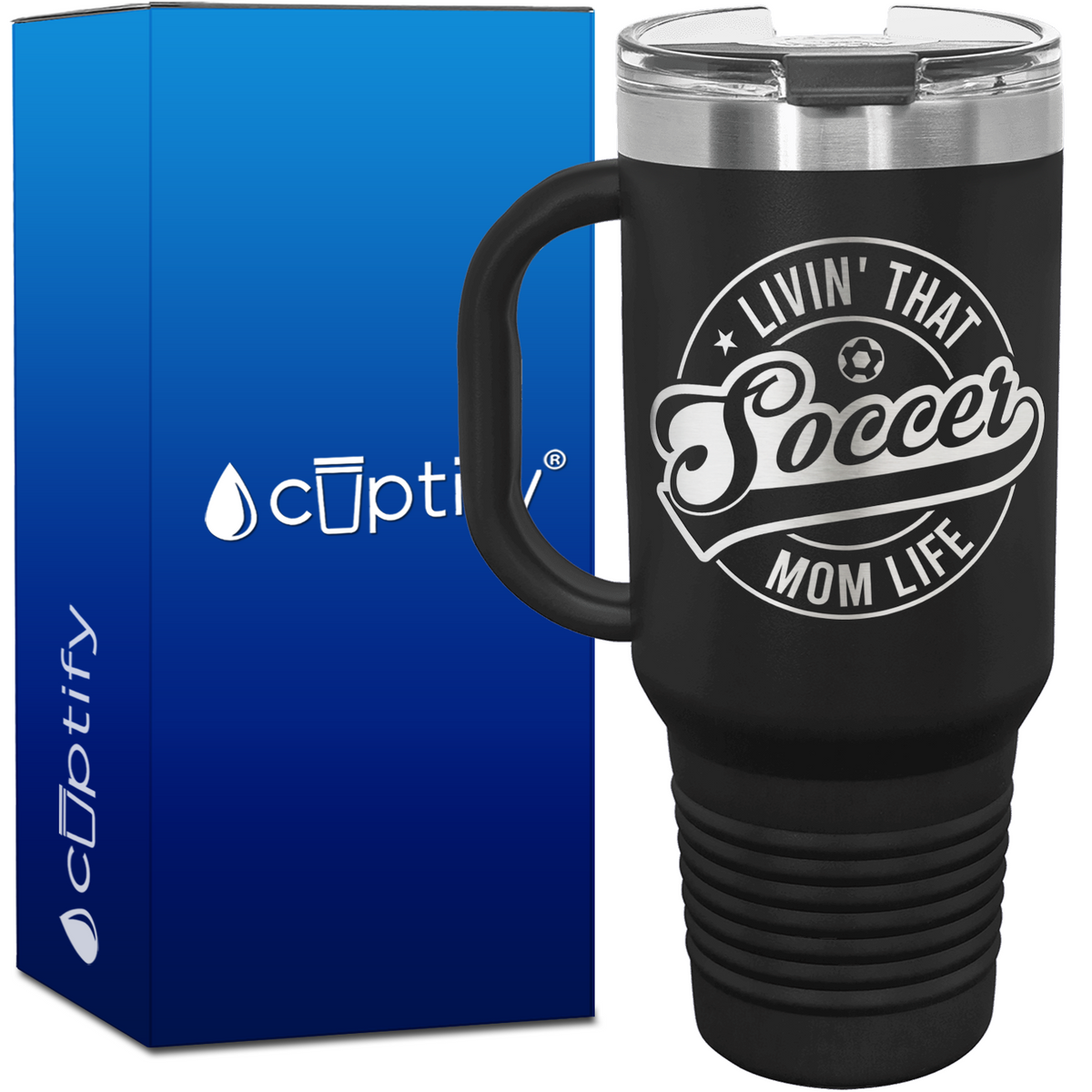 Livin' that Soccer Mom Life Circle 40oz Soccer Travel Mug