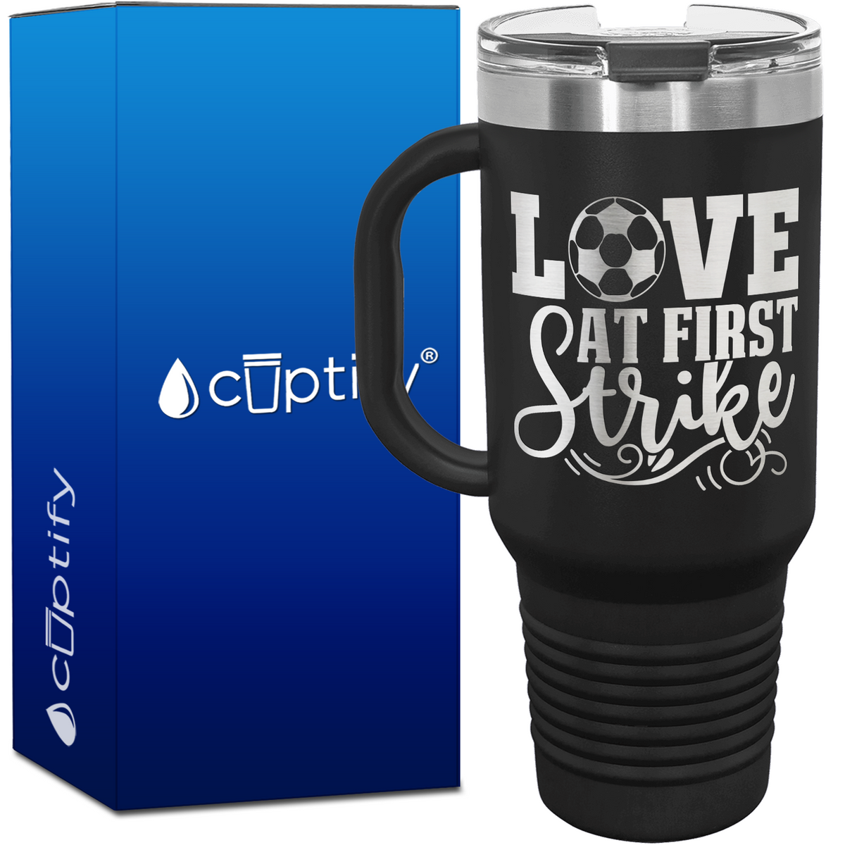Love at First Strike 40oz Soccer Travel Mug