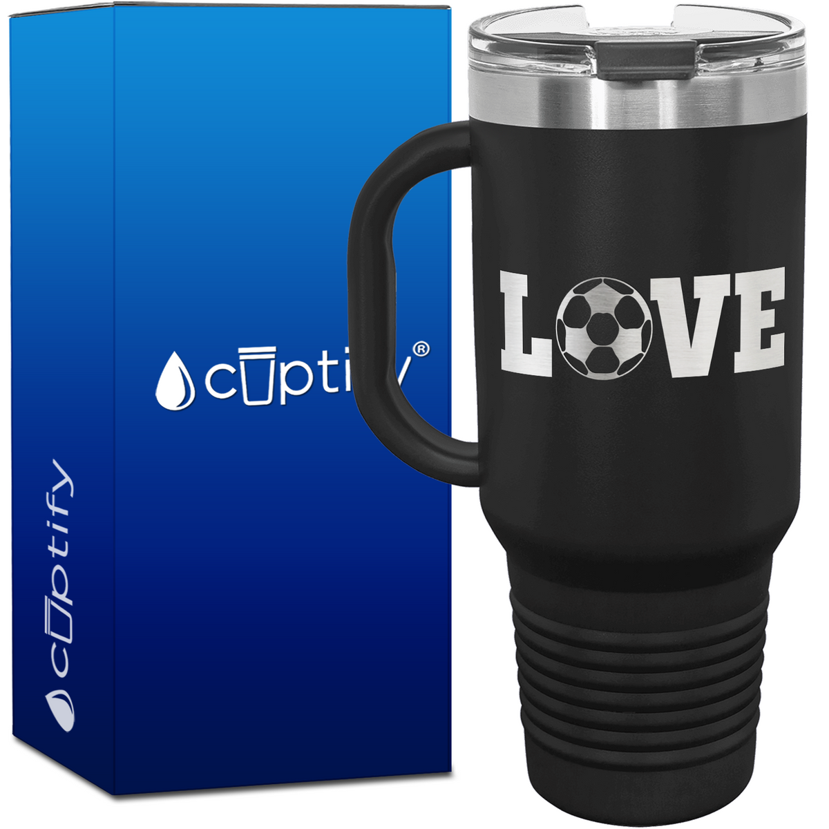 Love Soccer Ball 40oz Soccer Travel Mug