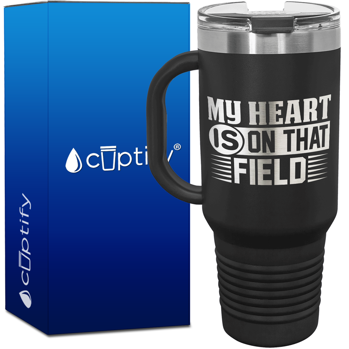 My Heart is on that Field 40oz Soccer Travel Mug