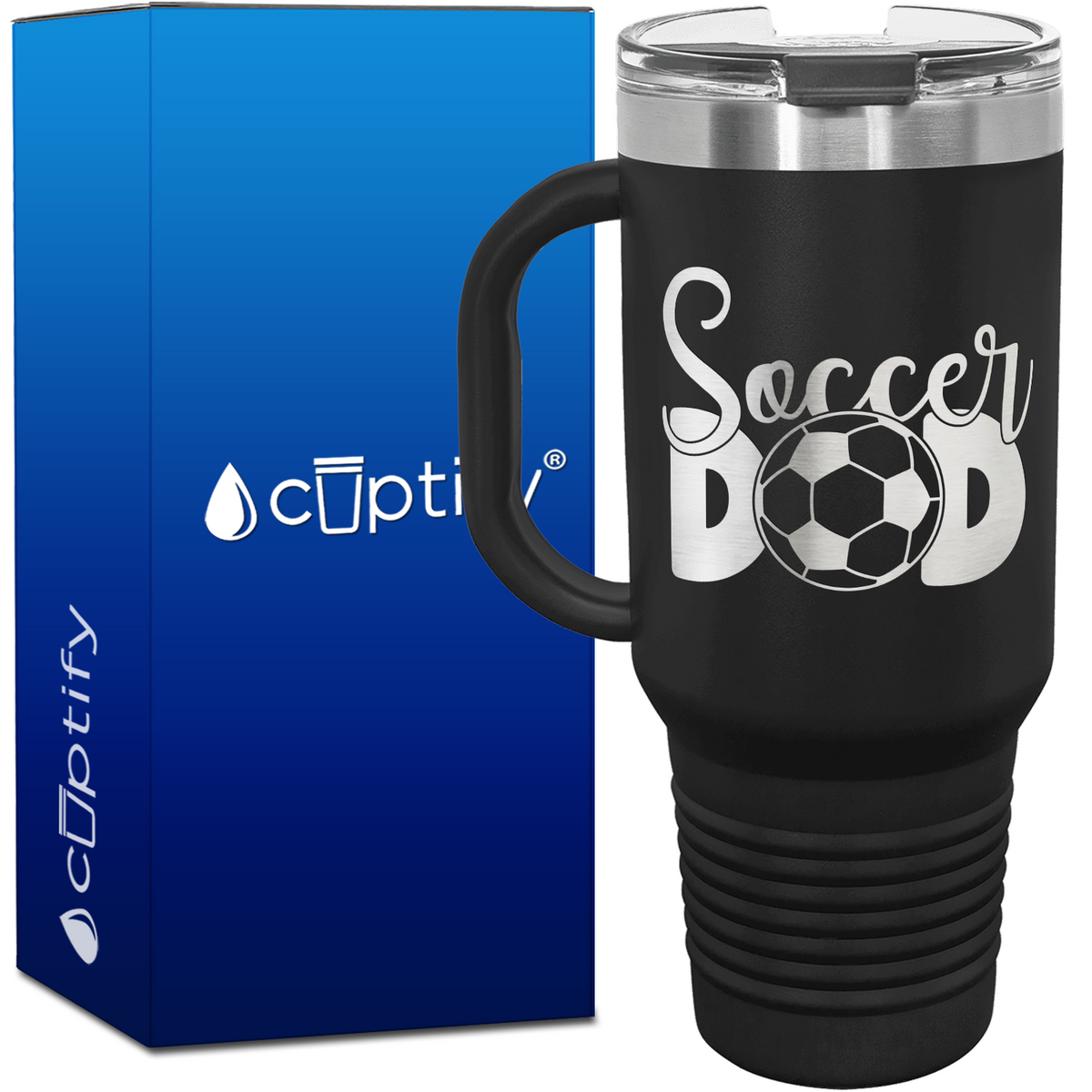 Soccer Dad with Ball 40oz Soccer Travel Mug