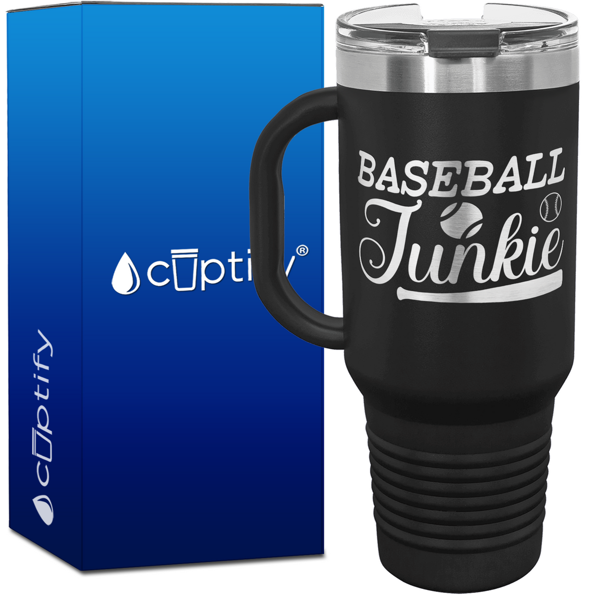 Baseball Junkie 40oz Baseball Travel Mug