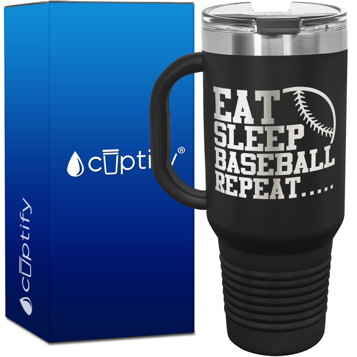 Eat Sleep Baseball Repeat 40oz Baseball Travel Mug