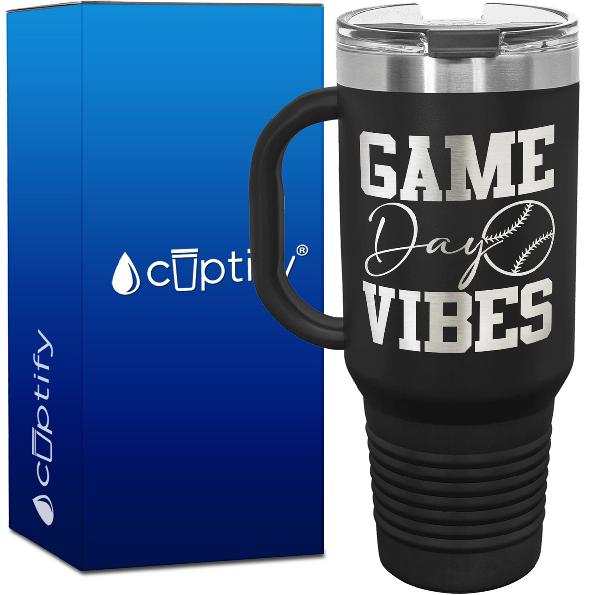 Game Day Vibes Baseball 40oz Baseball Travel Mug