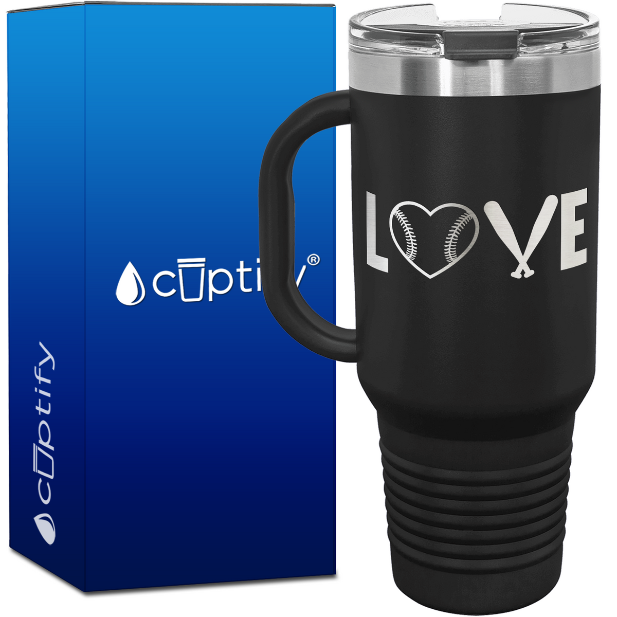 Love Baseball 40oz Baseball Travel Mug