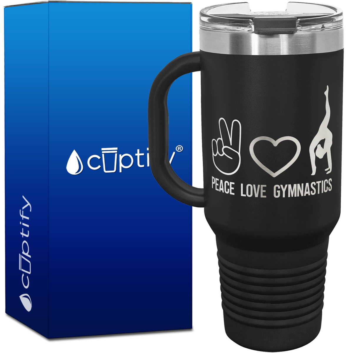 Peace Love Gymnastics 40oz Gymnastics Travel Mug