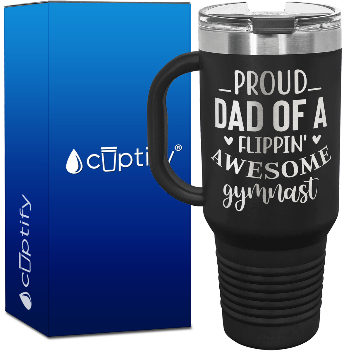 Proud Dad of a Flippin' Awesome Gymnast 40oz Gymnastics Travel Mug
