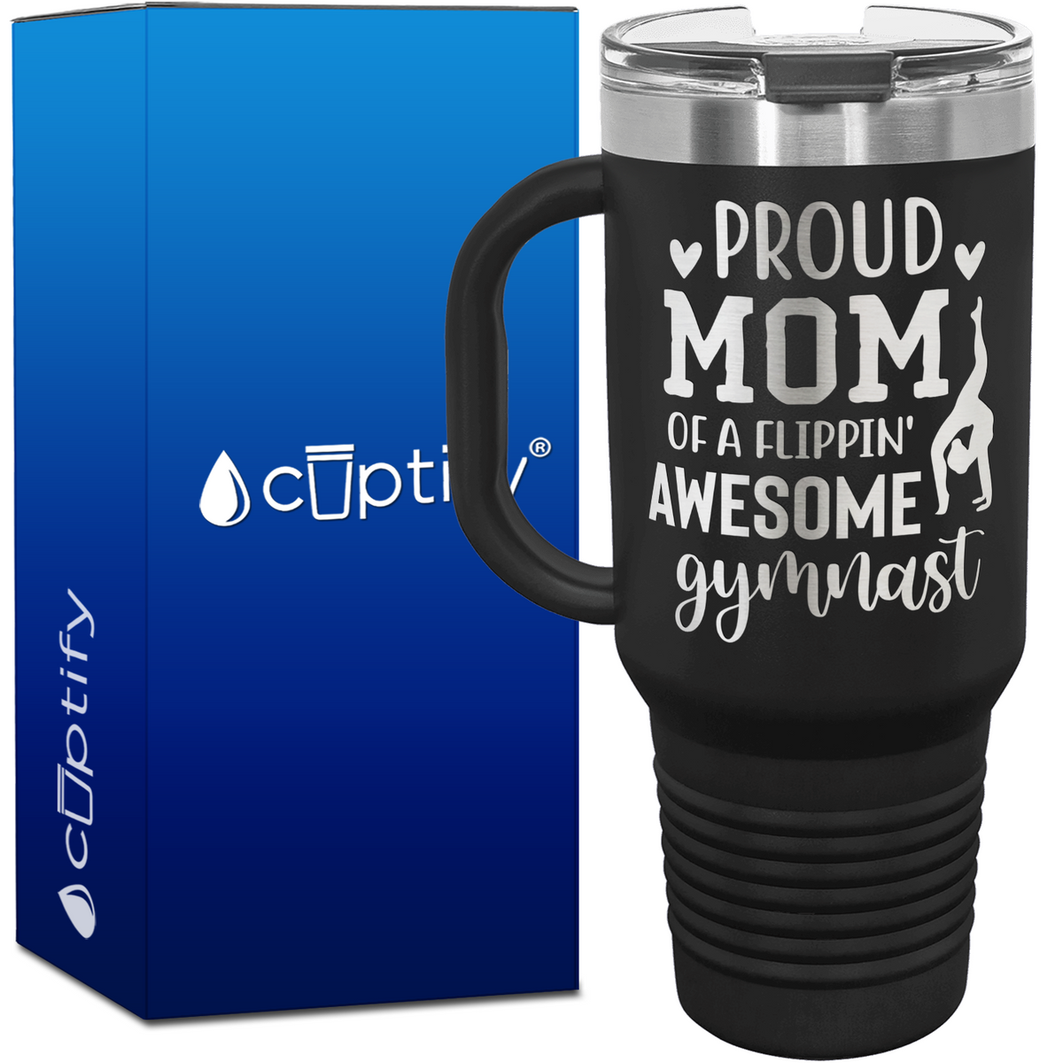 Proud Mom of a Flippin' Awesome Gymnast 40oz Gymnastics Travel Mug