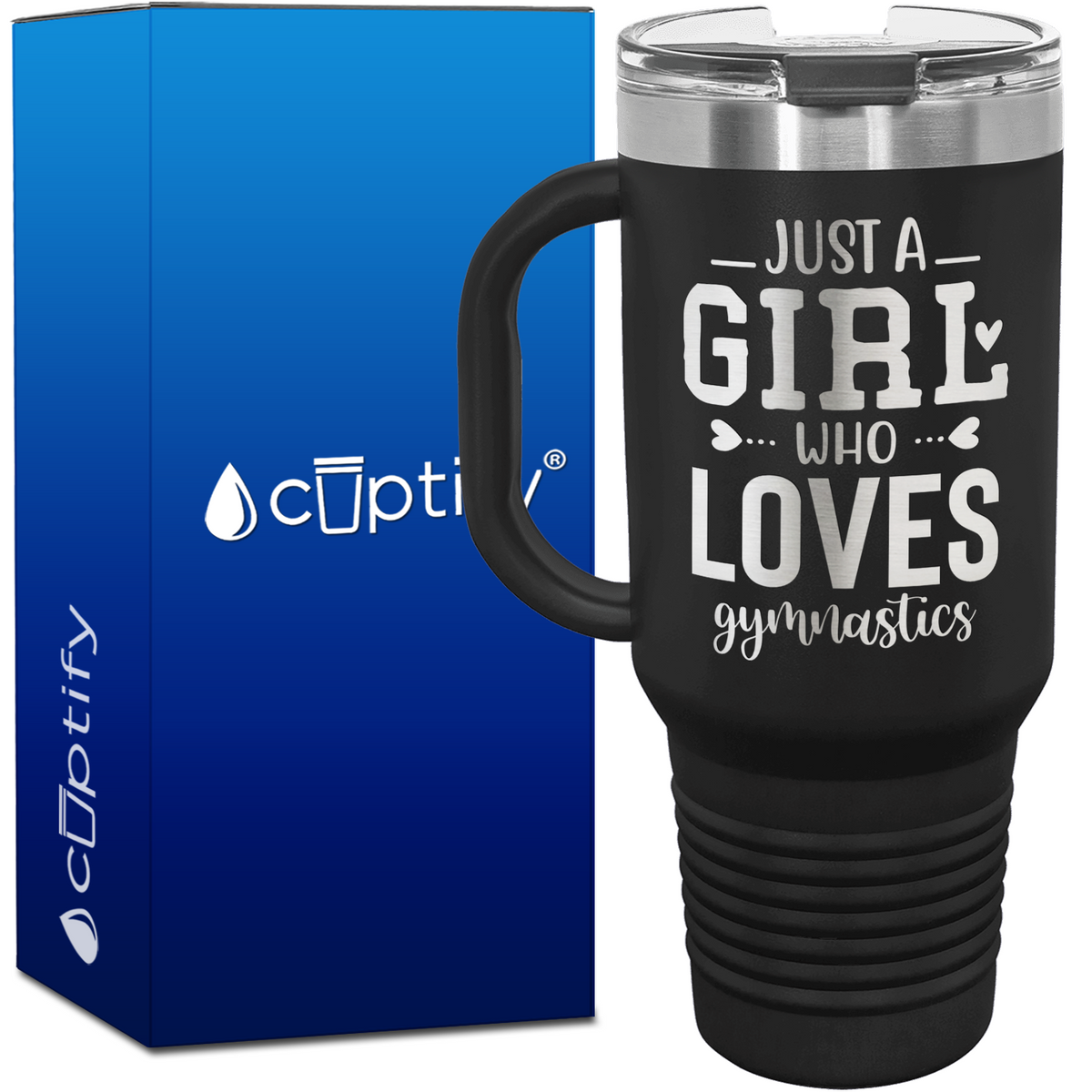 Just a Girl Who Loves Gymnastics Heart 40oz Gymnastics Travel Mug