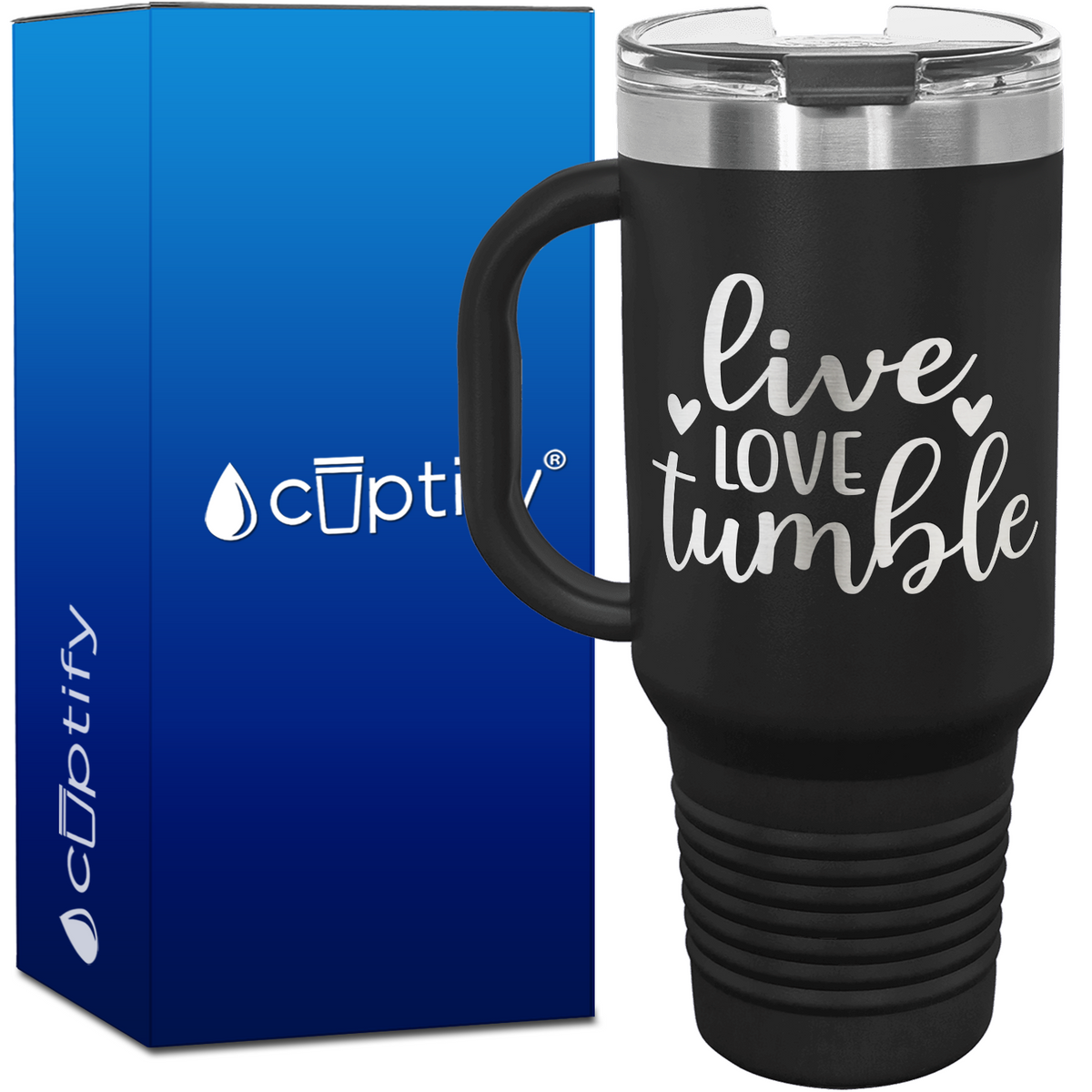 Live Love Tumble Hearts 40oz Gymnastics Travel Mug