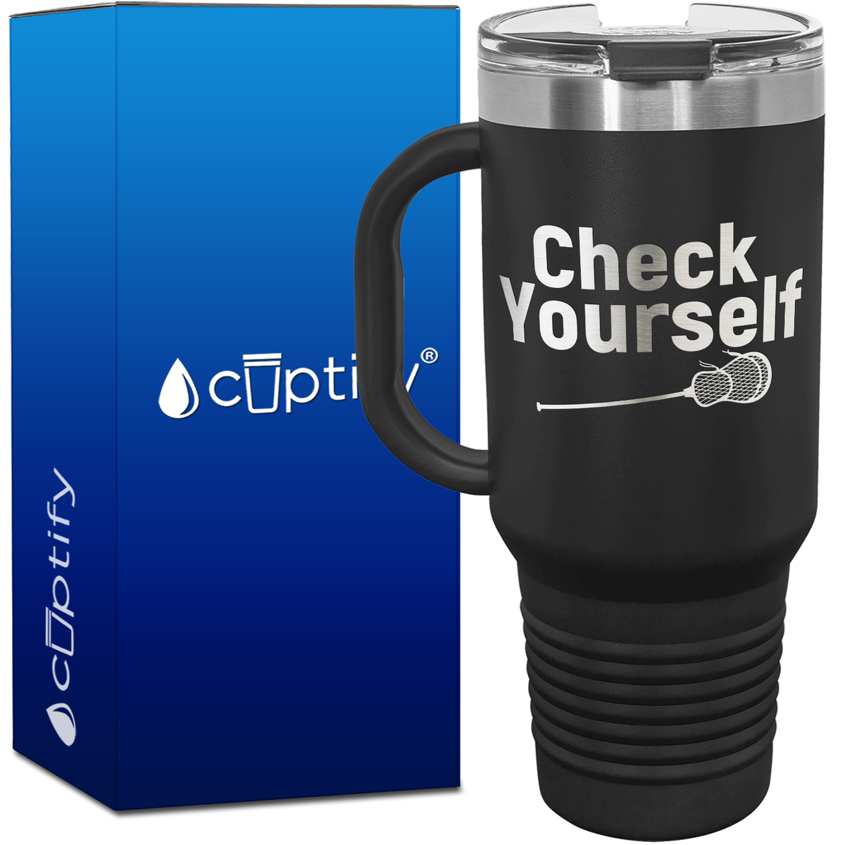 Check Yourself 40oz Lacrosse Travel Mug