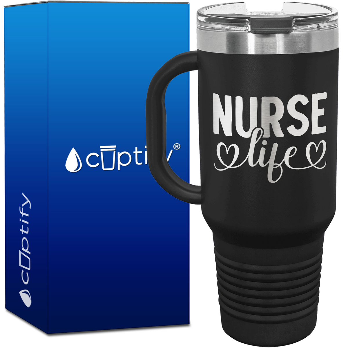 Nurse Life Hearts 40oz Nurse Travel Mug
