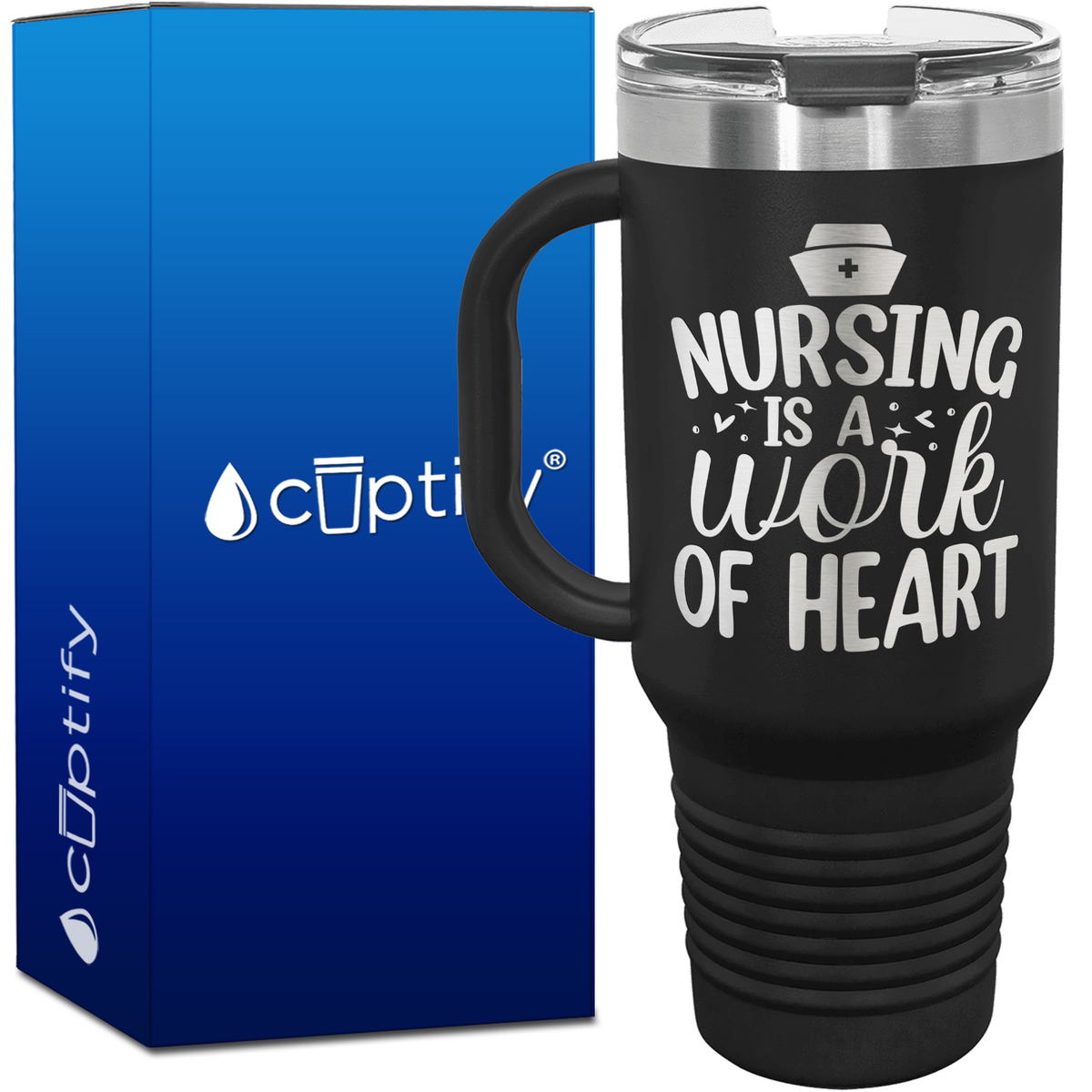 Nursing is a Work of Heart 40oz Nurse Travel Mug