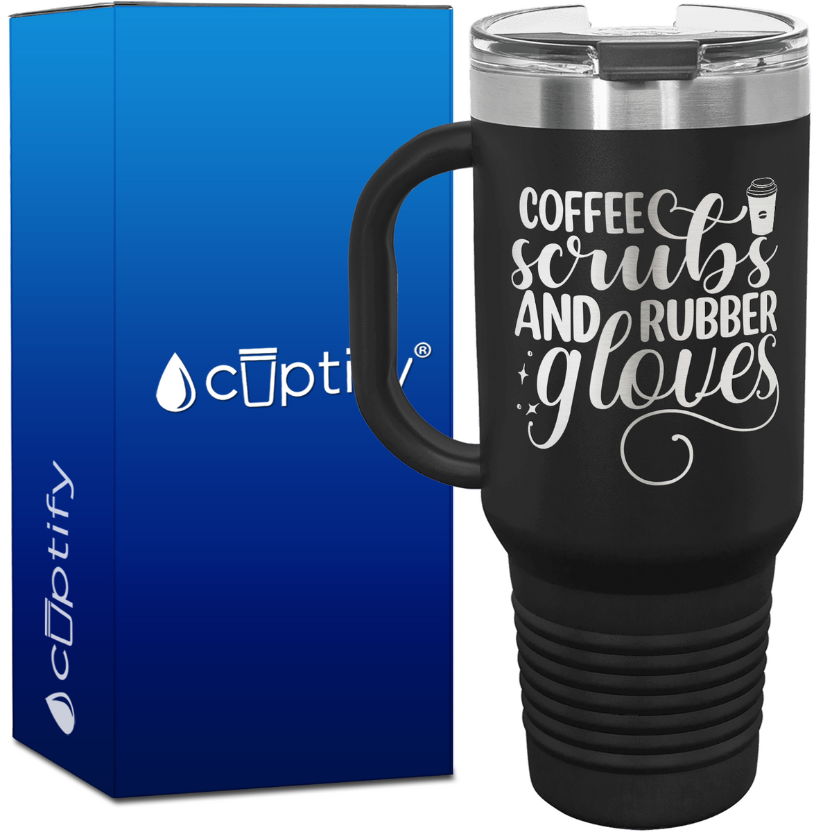 Coffe Scrubs and Rubber Gloves 40oz Nurse Travel Mug