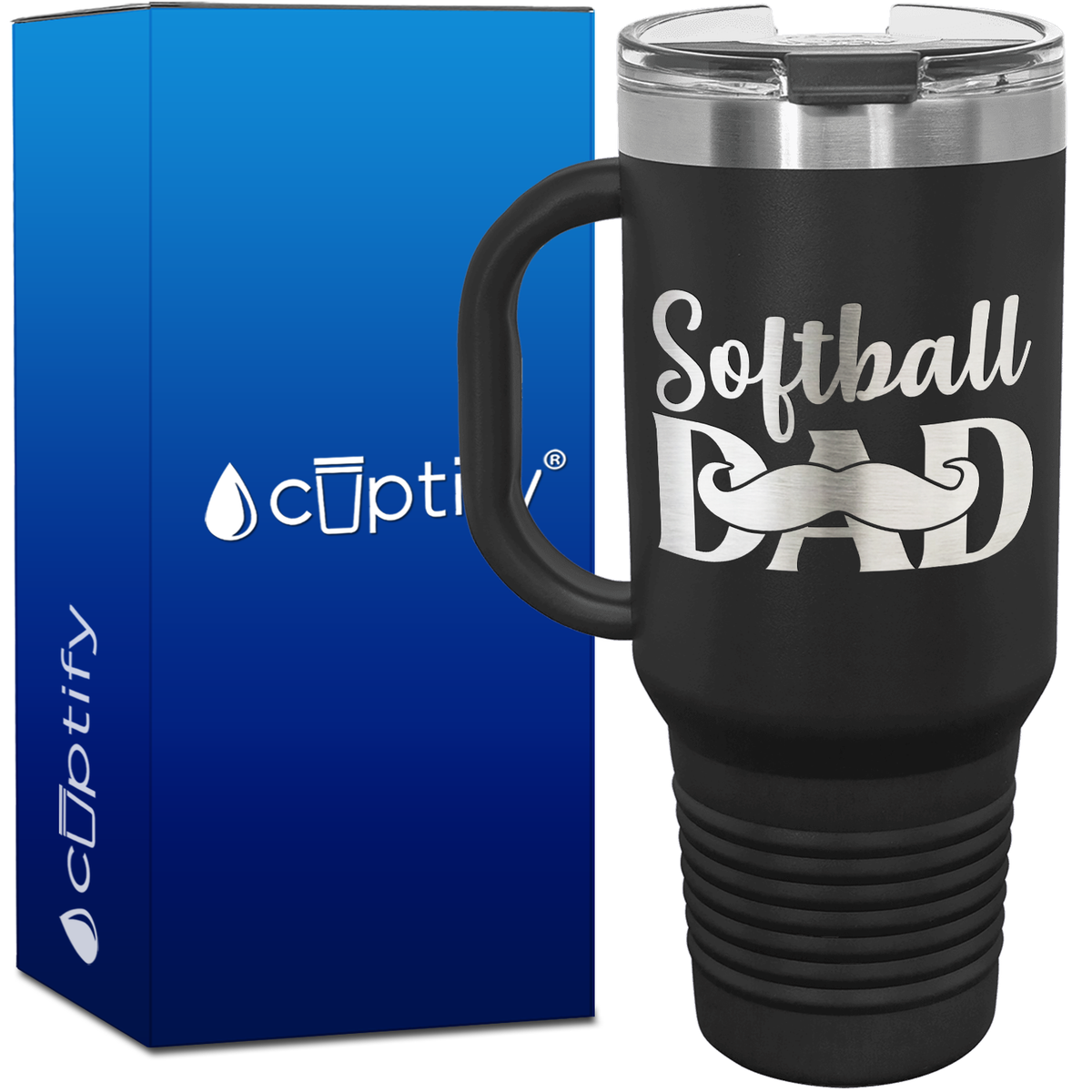Softball Dad Mustache 40oz Softball Travel Mug