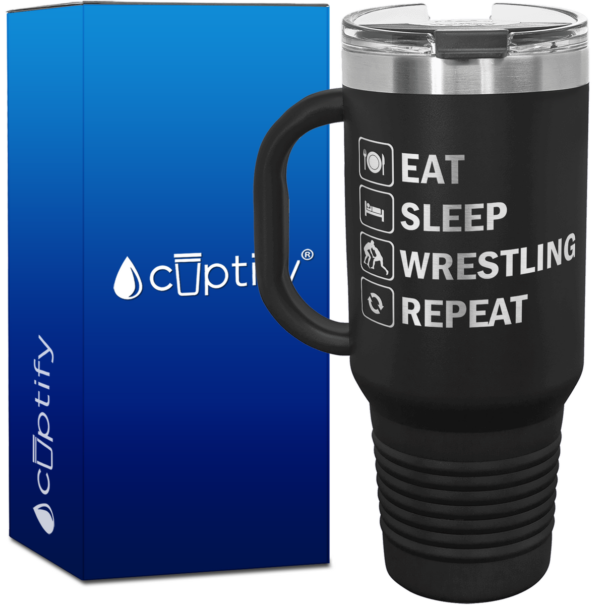 Eat Sleep Wrestling Repeat 40oz Travel Mug