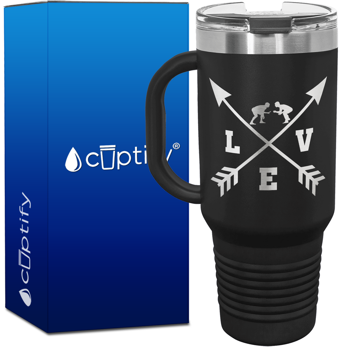 Love Arrows Wrestling 40oz Travel Mug