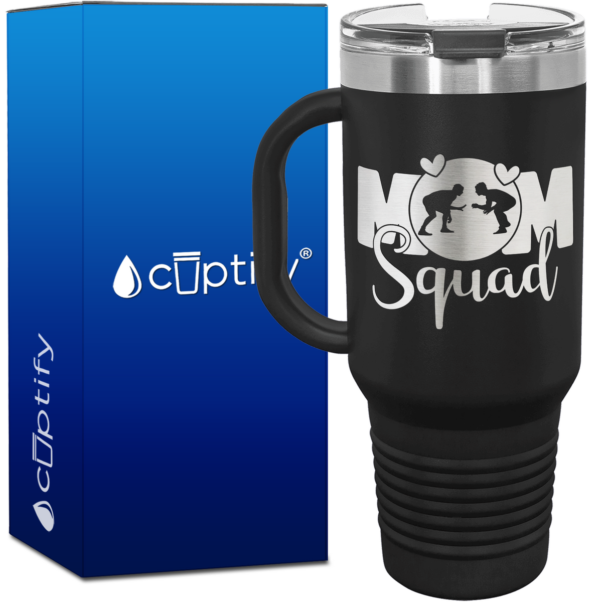 Mom Squad Wrestling 40oz Travel Mug
