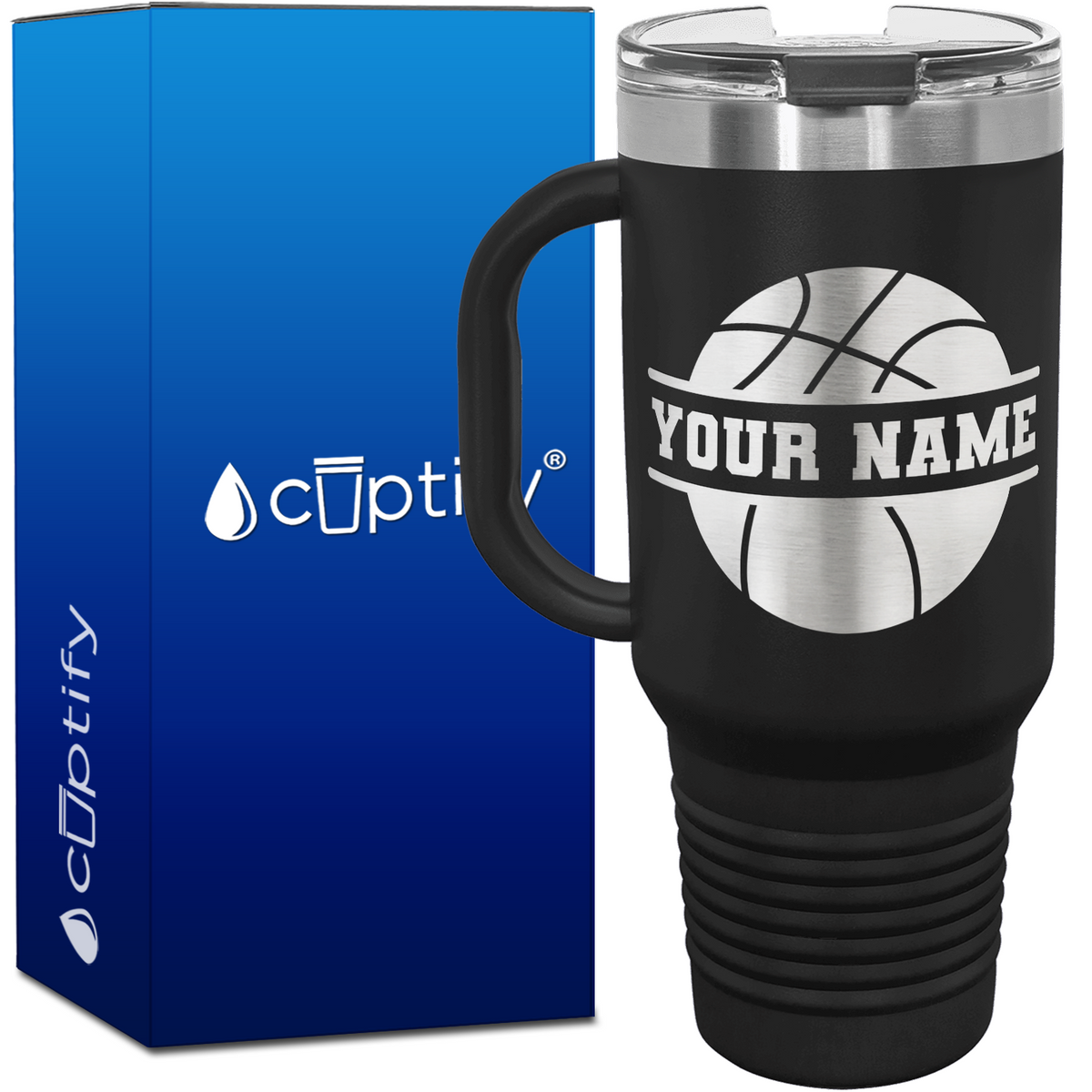 Personalized Basketball 40oz Basketball Travel Mug