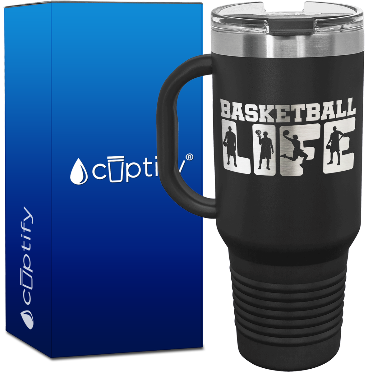Basketball Life 40oz Basketball Travel Mug