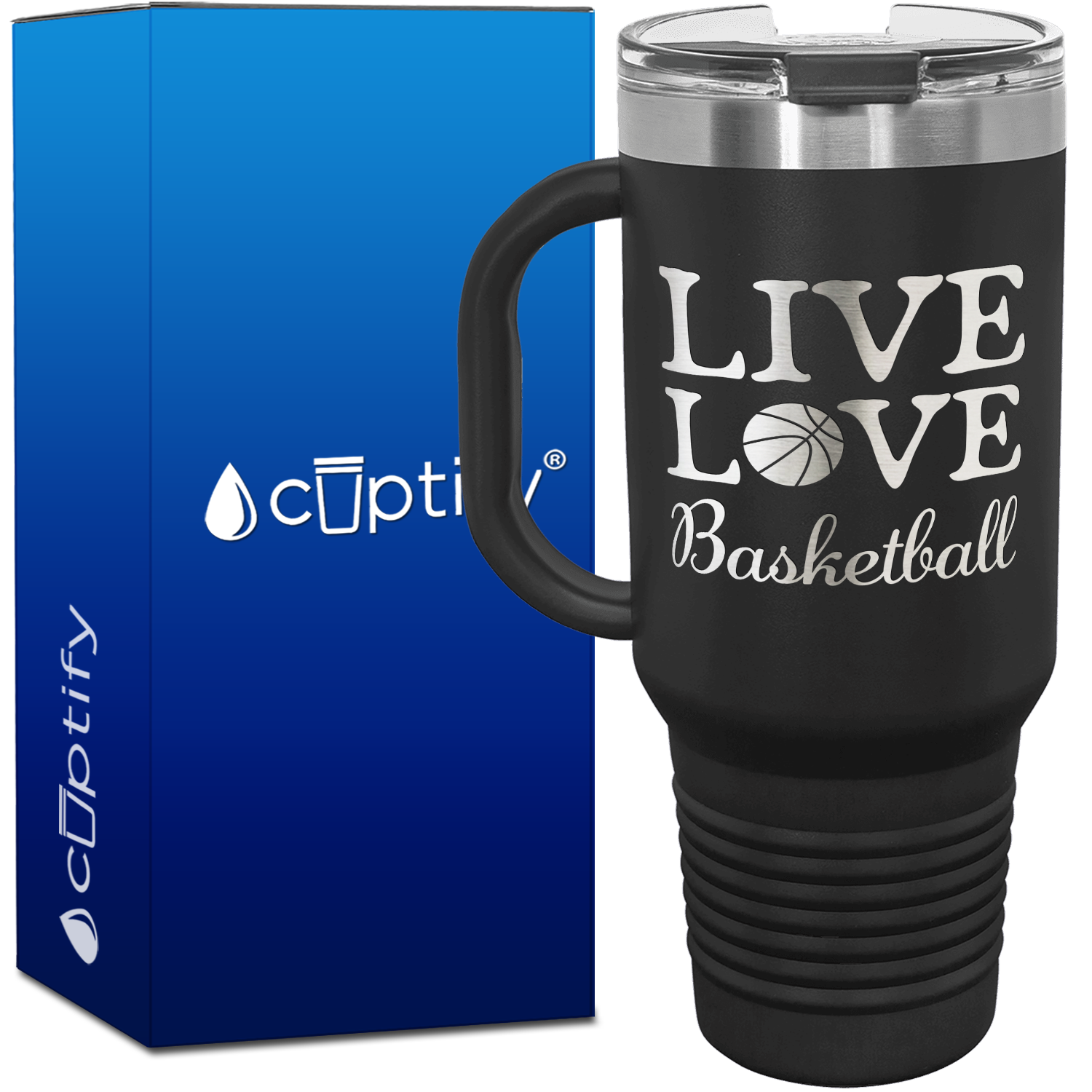 Live Love Basketball 40oz Basketball Travel Mug