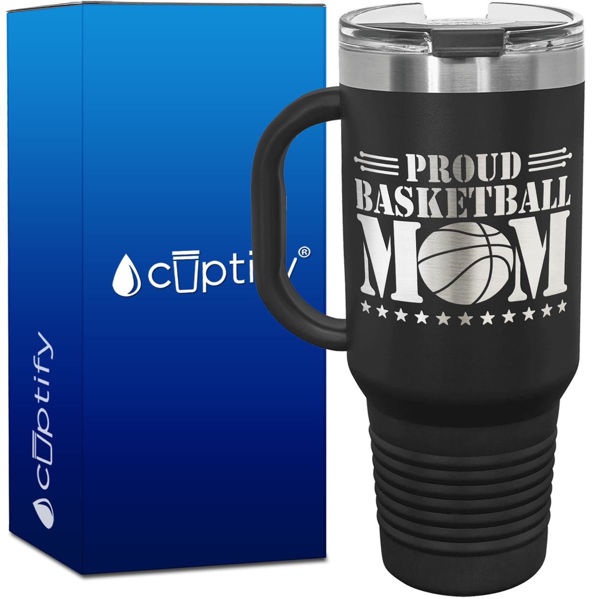 Proud Basketball Mom 40oz Basketball Travel Mug