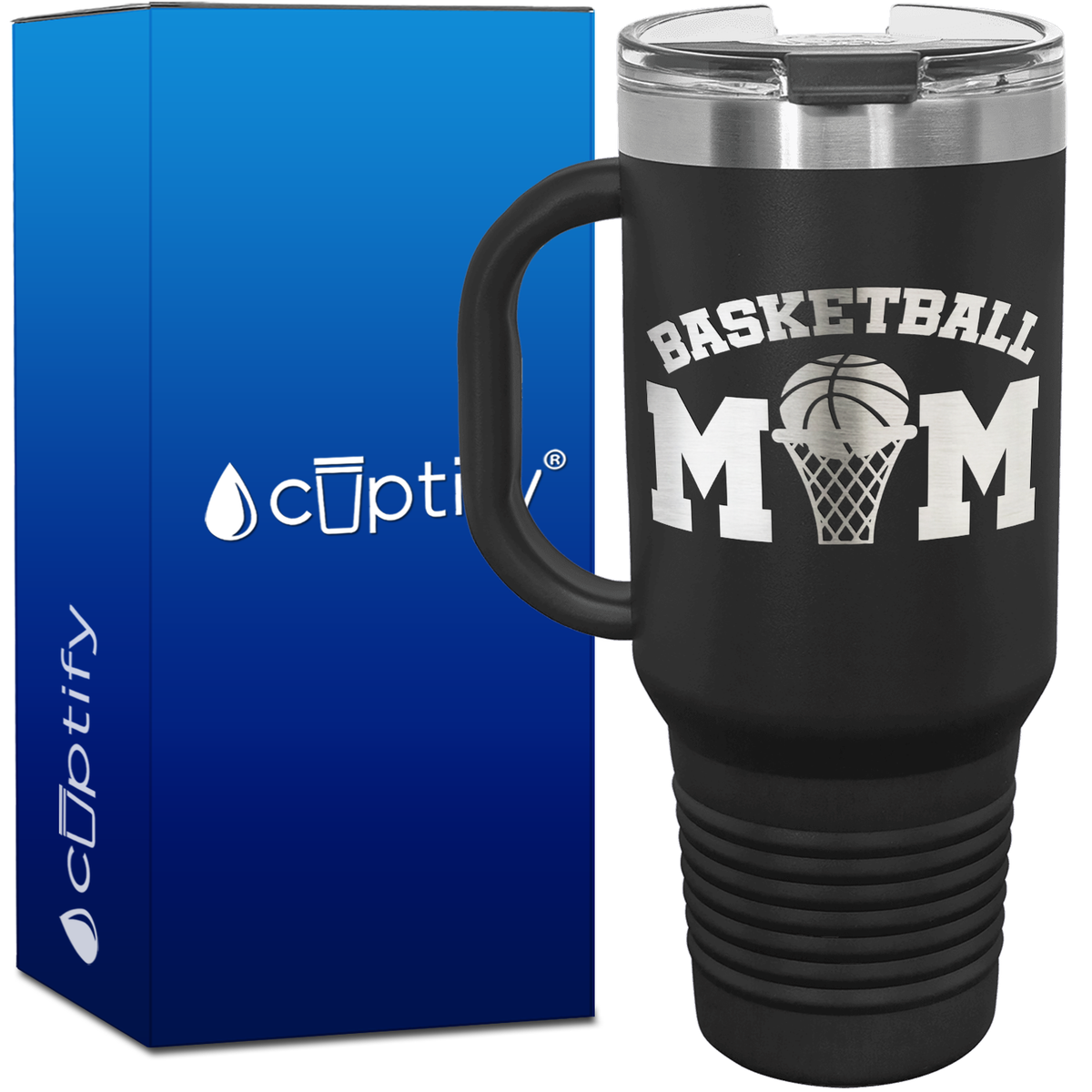 Basketball Mom Ball and Net 40oz Basketball Travel Mug