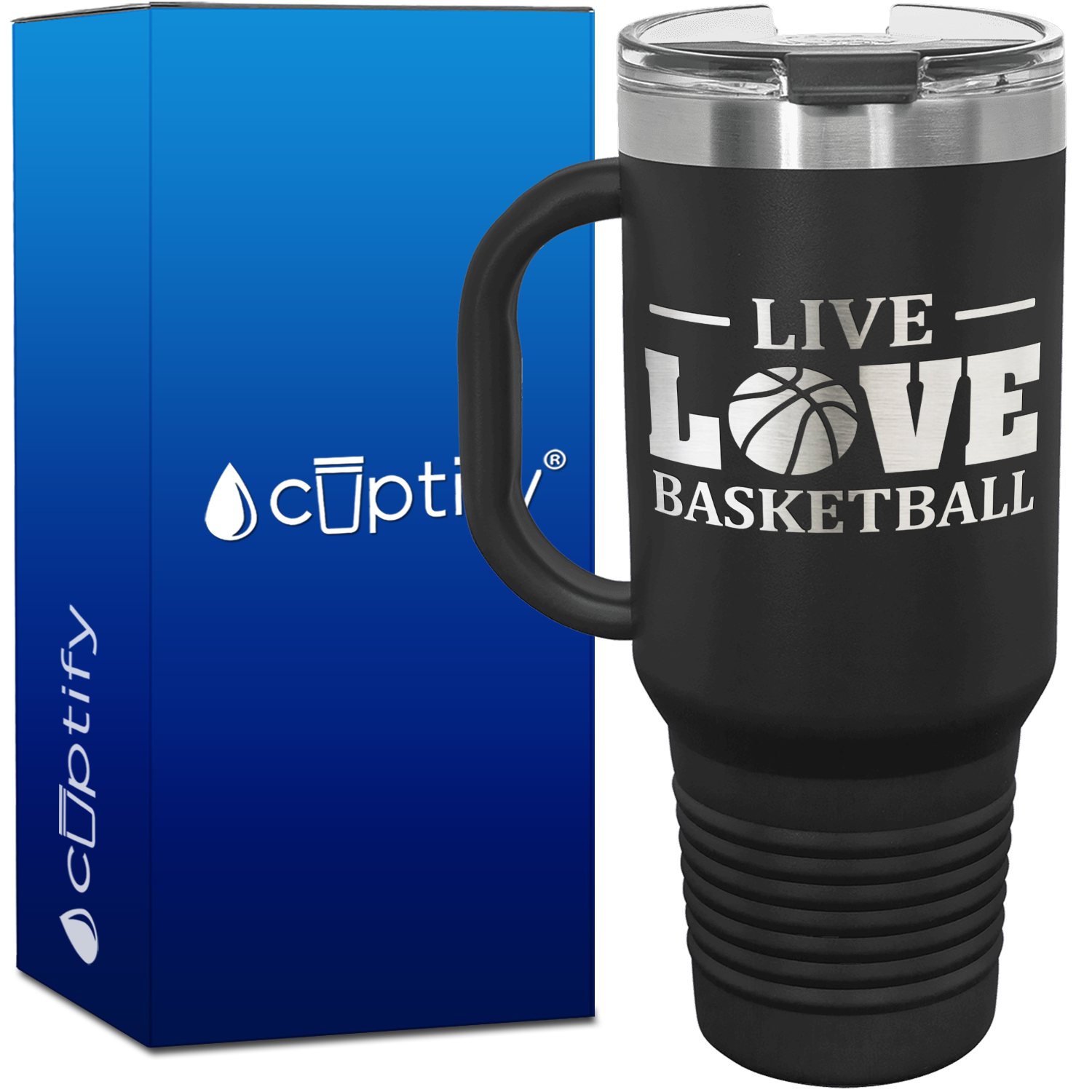 Live Love Basketball Ball 40oz Basketball Travel Mug