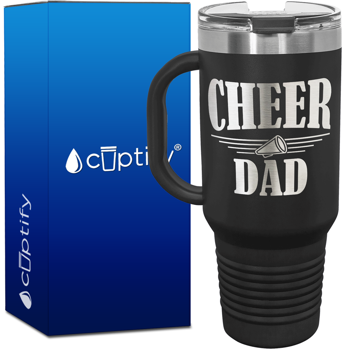 Cheer Dad with Megaphone 40oz Cheer Travel Mug