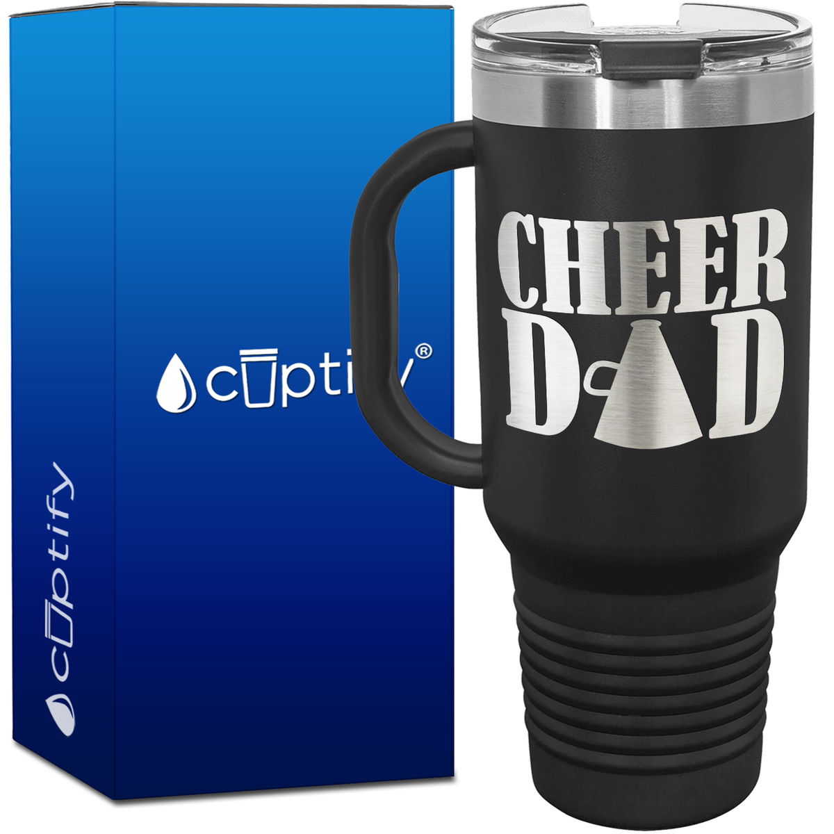 Cheer Dad Megaphone 40oz Cheer Travel Mug
