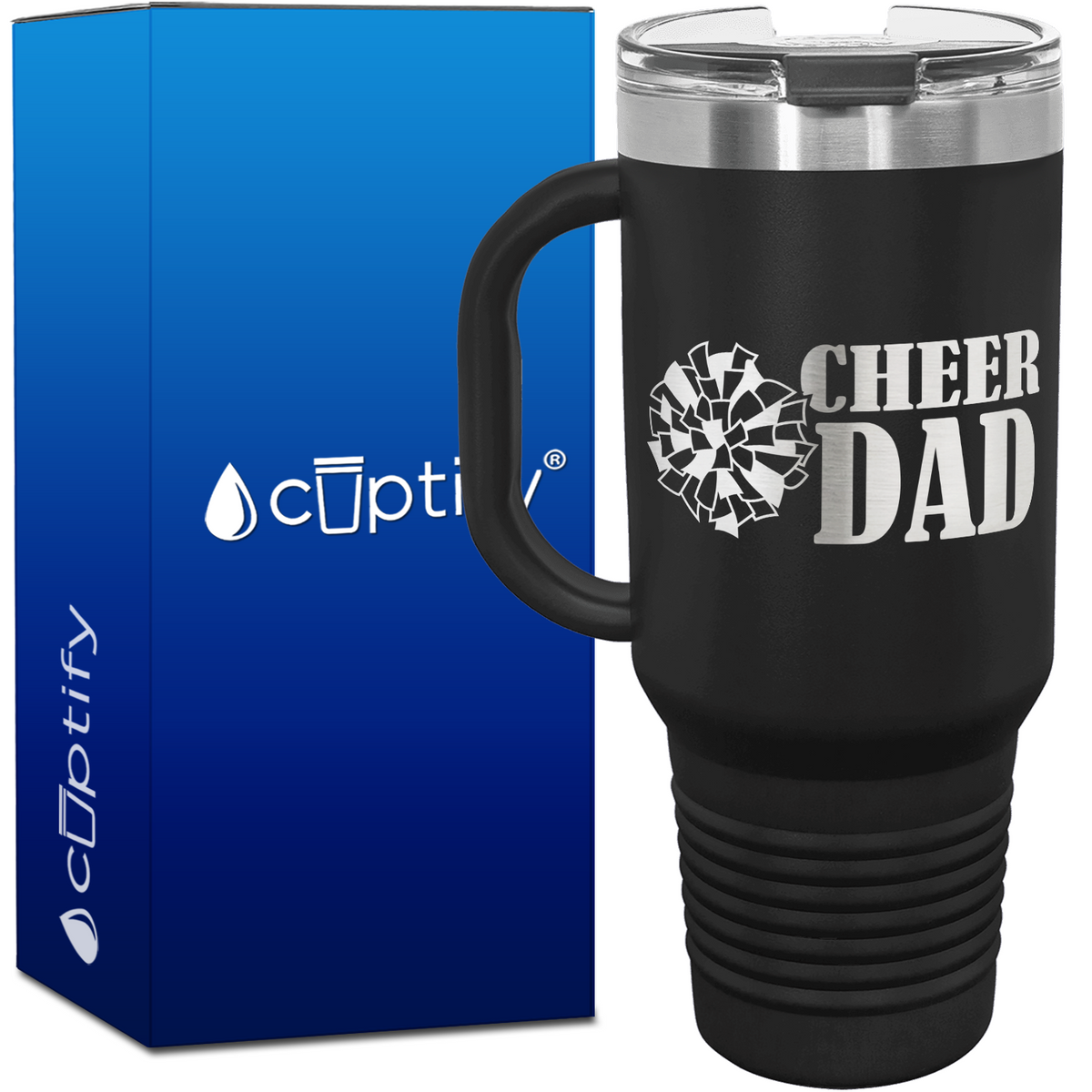 Cheer Dad with Pom Pom 40oz Cheer Travel Mug
