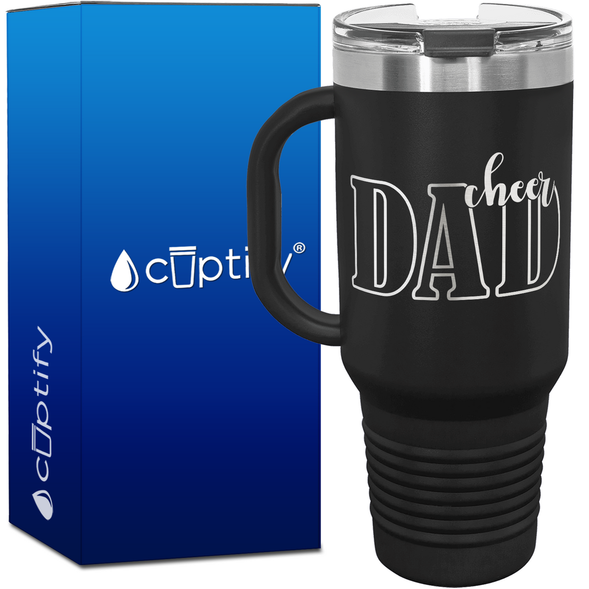 Cheer Dad Outline 40oz Cheer Travel Mug