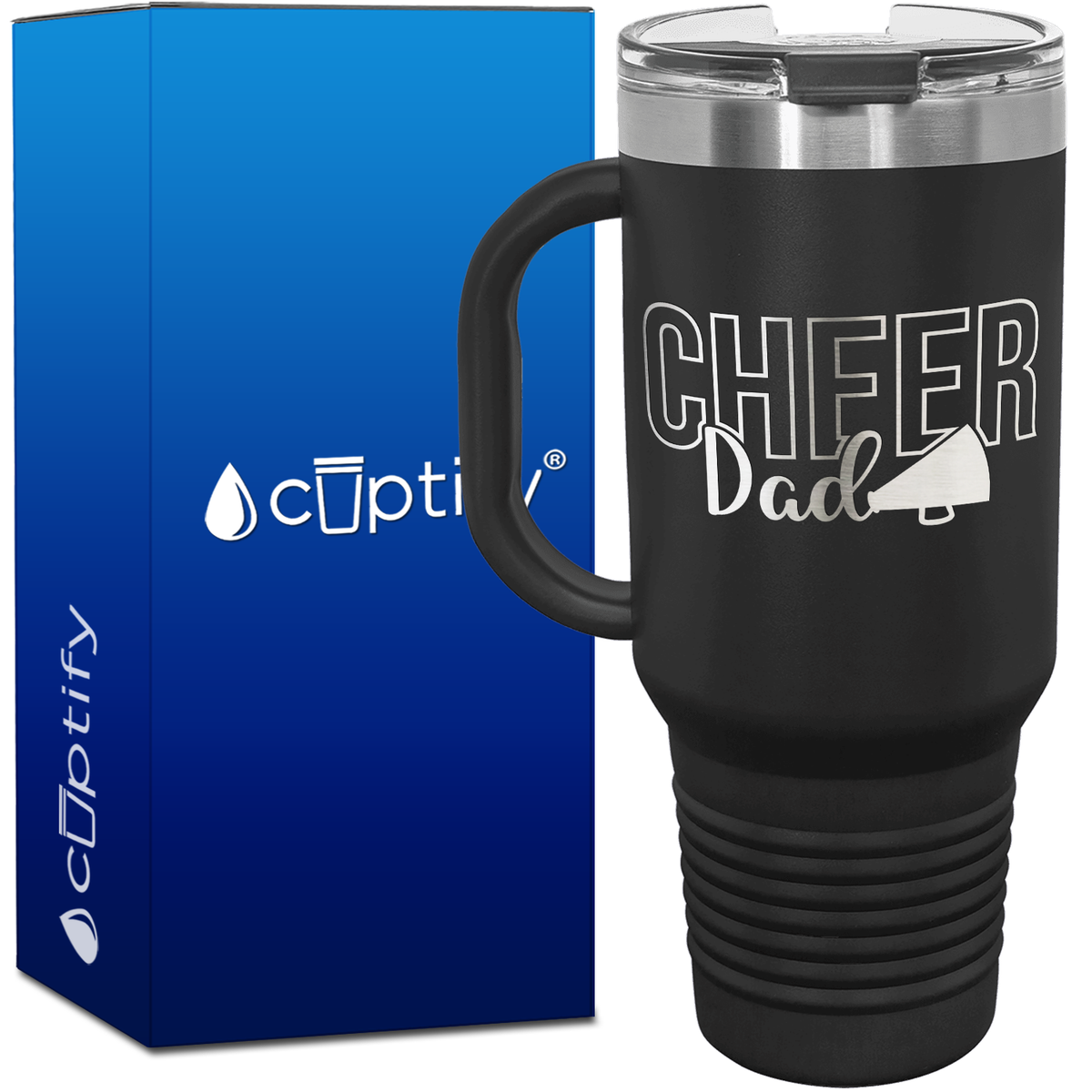 Cheer Dad Megaphone Solid 40oz Cheer Travel Mug