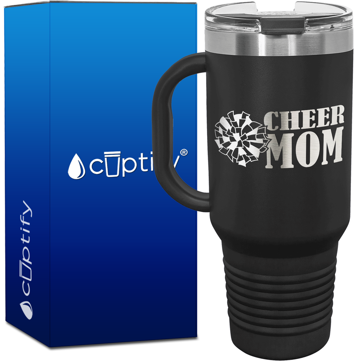 Cheer Mom with Pom Pom 40oz Cheer Travel Mug