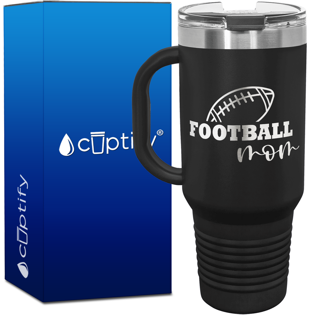 Football Mom 40oz Football Travel Mug