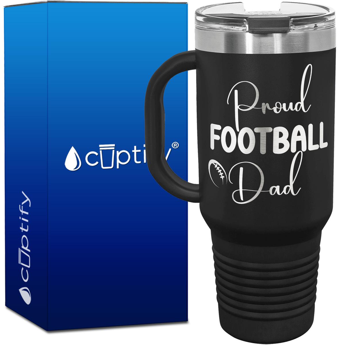 Proud Football Dad 40oz Football Travel Mug