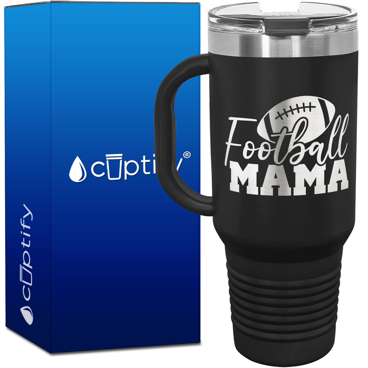 Football Mama with Football 40oz Football Travel Mug