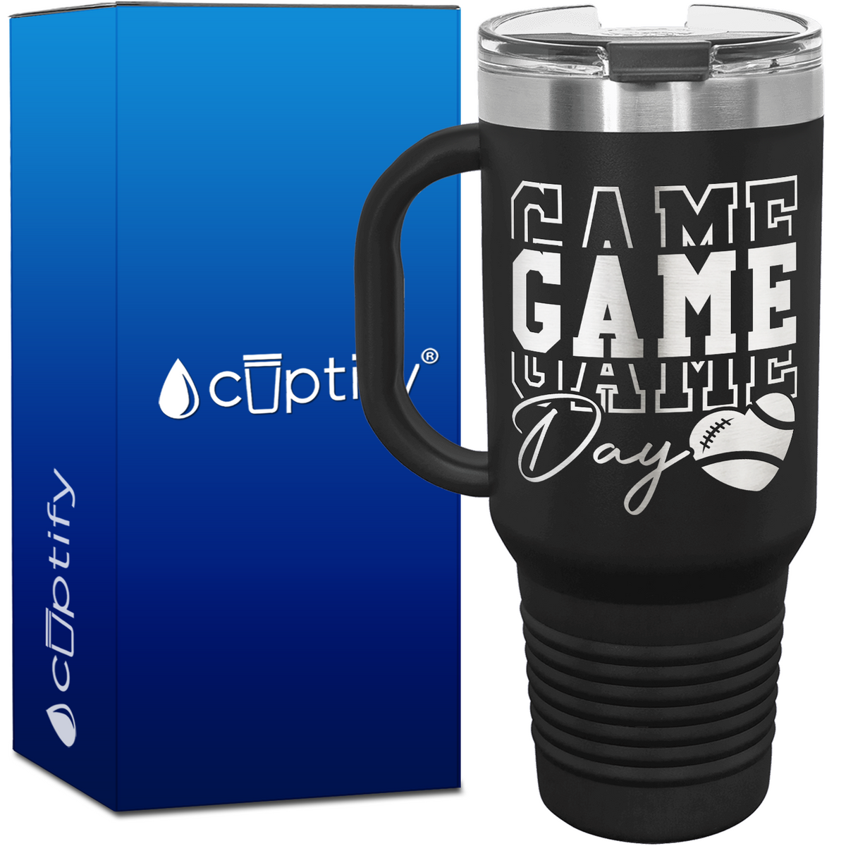 Game Game Game Day Football 40oz Football Travel Mug
